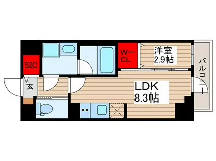 シーズンフラッツ押上テラス(1LDK/3階)の間取り写真