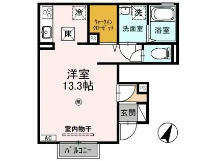 ALHAMBRA UN アルハンブラ アン(ワンルーム/1階)の間取り写真