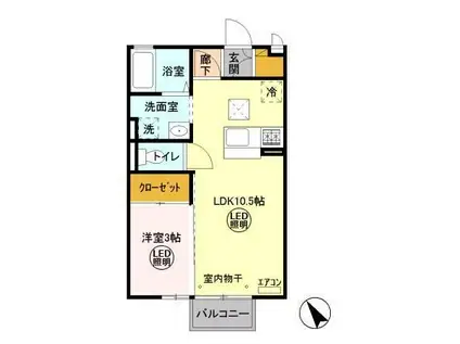 フォレストピア吉沢(1LDK/1階)の間取り写真