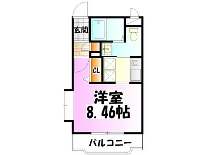 エクロール(1K/3階)の間取り写真