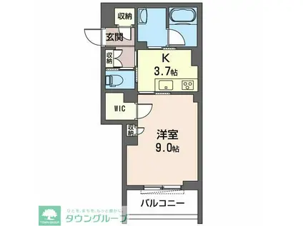 メゾンドパルク(1K/1階)の間取り写真