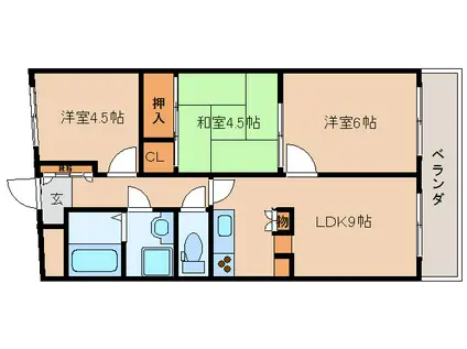 良福寺ヴィラ・ド・クリスタル(3LDK/4階)の間取り写真