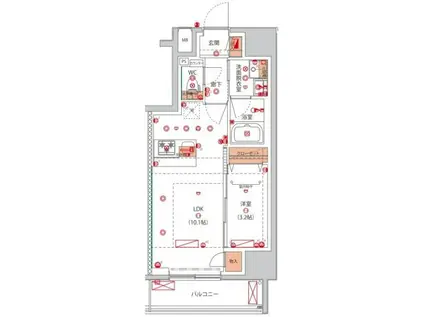 高島平THEGARDENレジデンス(1LDK/2階)の間取り写真