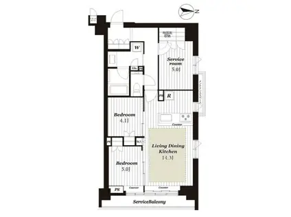 イニシア京都御所南(3LDK/3階)の間取り写真