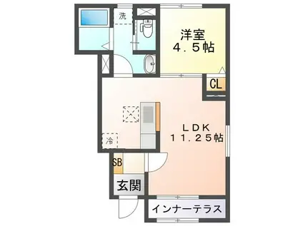 リーブルファイン大治田III1号棟(1LDK/1階)の間取り写真