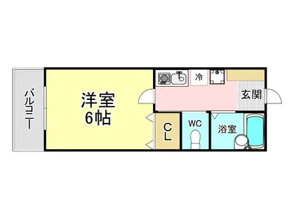 フルーレ南方(1K/1階)の間取り写真