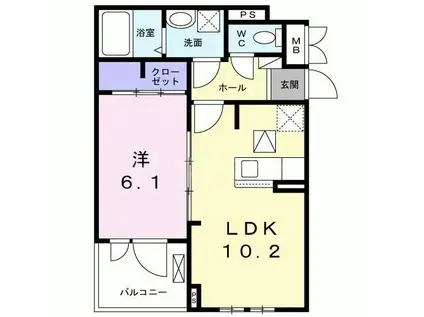 モナコII(1LDK/3階)の間取り写真