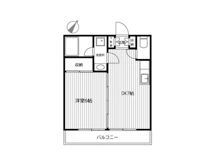 ファミールおがわ(1DK/3階)の間取り写真