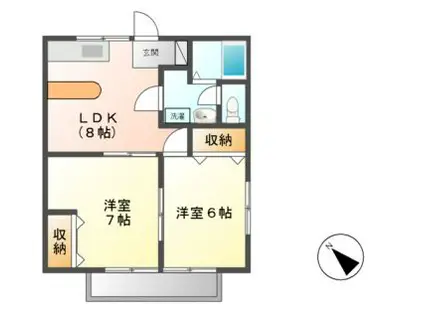 ブレッシングビューティー(2DK/2階)の間取り写真