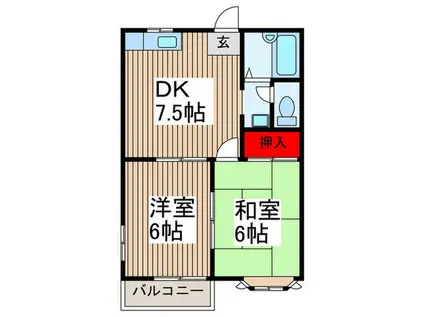 アネックスA(2DK/2階)の間取り写真