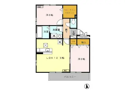 リビングタウン金沢福増(2LDK/1階)の間取り写真