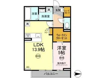 BASE29 西高松(1LDK/3階)の間取り写真