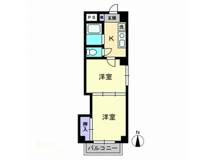 エクセレント大供(1DK/6階)の間取り写真