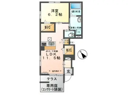 エスポワールII(1LDK/1階)の間取り写真