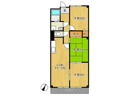 グリーンF共和(3LDK/4階)の間取り写真