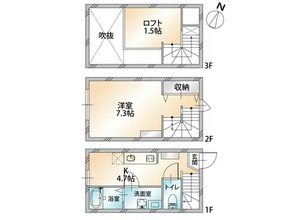 ハーミットクラブハウス平町(1DK/1階)の間取り写真