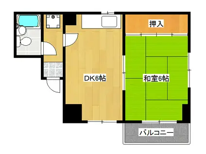 マンション信濃(1LDK/3階)の間取り写真