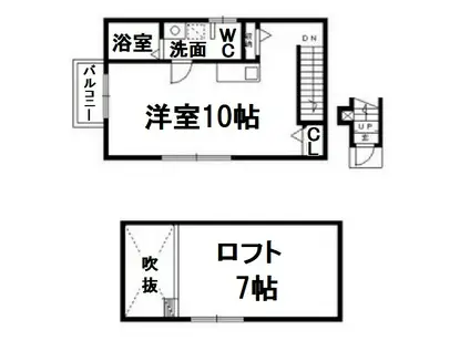 アミ鹿谷(ワンルーム/2階)の間取り写真