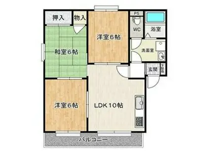 新栄プロパティー千代田II(3LDK/2階)の間取り写真