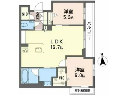 シャーメゾンプレミアム日向(2LDK/2階)の間取り写真