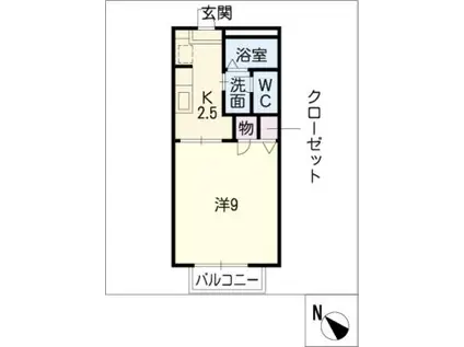 クレイドル寺山下B(1K/1階)の間取り写真