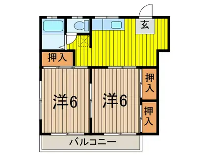 ツカサハイツ(2DK/3階)の間取り写真
