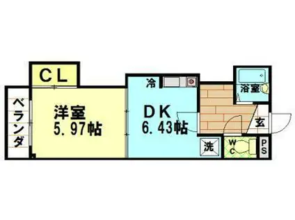 グレイスフル山本(1DK/4階)の間取り写真
