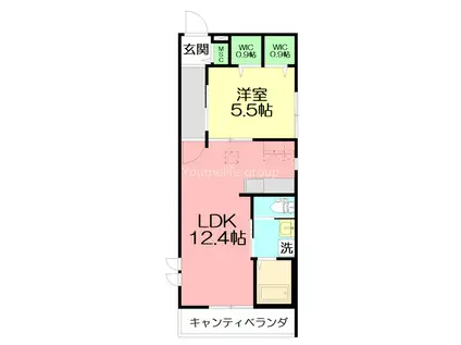 アステール藤沢(1LDK/3階)の間取り写真