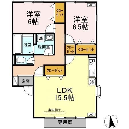 パルクヴェールC(2LDK/2階)の間取り写真