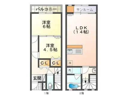 PORTO VISTA II(2LDK/1階)の間取り写真