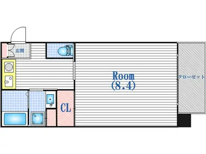 ビガーポリス101扇町(1K/4階)の間取り写真