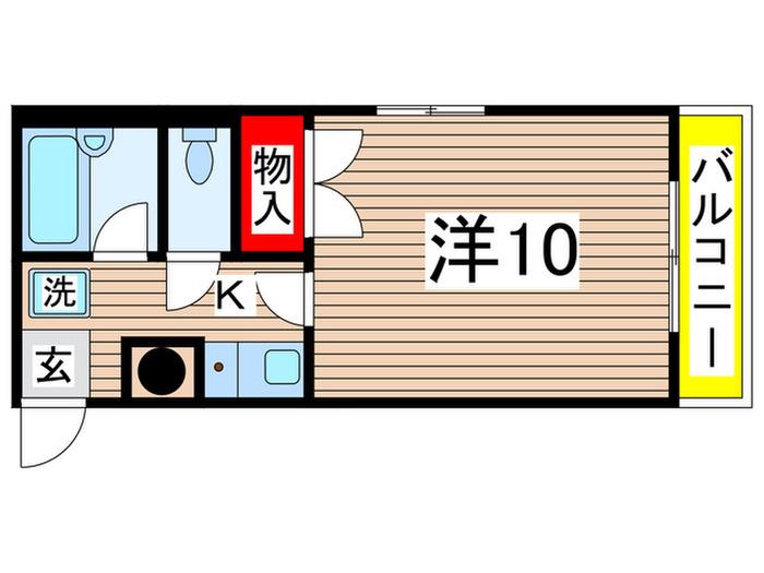 ムーニー朝日NO.2(1K/1階)の間取り写真