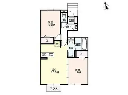 ATLAS(2LDK/1階)の間取り写真