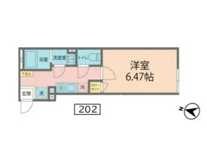 カインドネス新所沢A棟(1K/2階)の間取り写真
