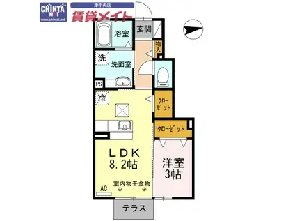 ラ ルーチェ 幸町(1LDK/1階)の間取り写真
