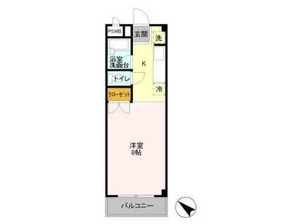 メゾンボヌール(1K/3階)の間取り写真