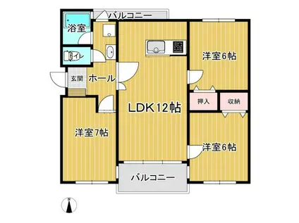 佐藤レジデンス(3LDK/3階)の間取り写真