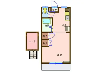 ドリームハイツ(ワンルーム/2階)の間取り写真