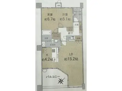 アメニティ南草津V(2LDK/11階)の間取り写真