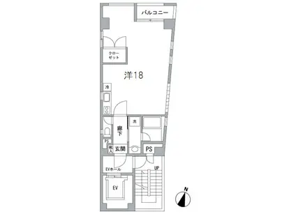 クイーン駒沢(ワンルーム/5階)の間取り写真