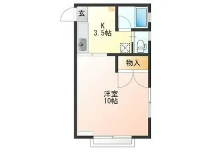 マンション如月(1K/2階)の間取り写真