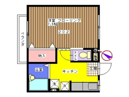 レジデンスフジミ(1K/2階)の間取り写真