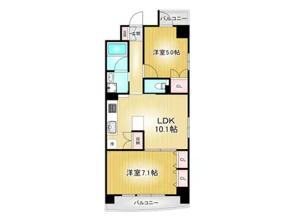 プレミア マルシェ白壁(2LDK/4階)の間取り写真