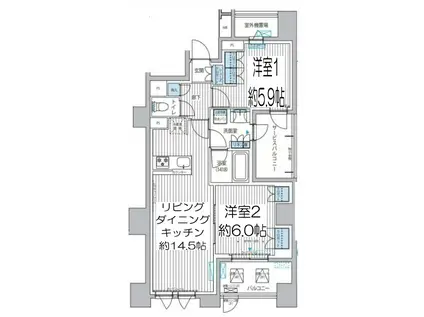 メゾン クロロ(2LDK/4階)の間取り写真