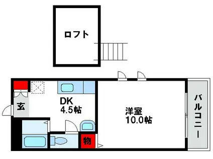 グランドール海老津駅前(1DK/2階)の間取り写真