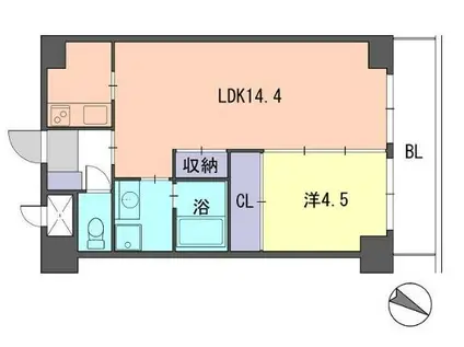 レジデンス住吉(1LDK/5階)の間取り写真