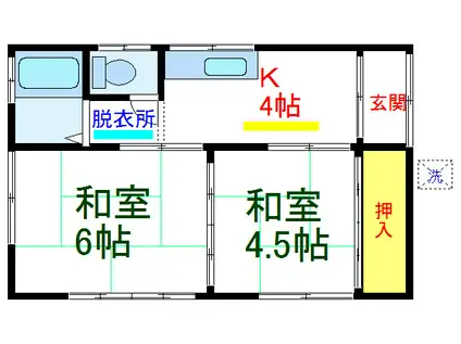 第2コーポ入山(2K/1階)の間取り写真