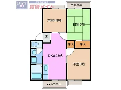 ハイツ荒木(3DK/1階)の間取り写真