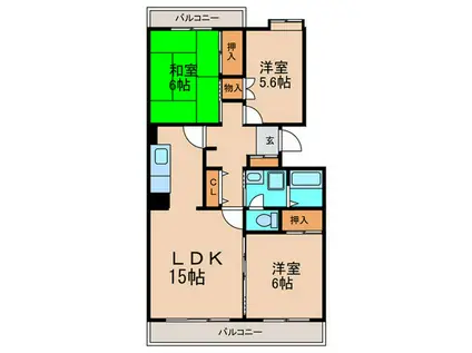 ICコート上社II(3LDK/3階)の間取り写真