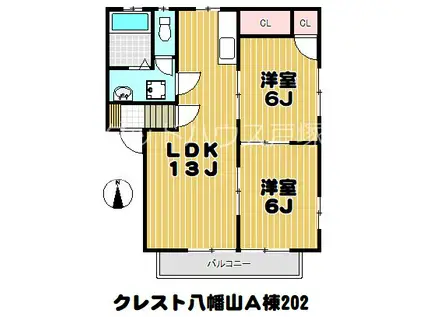 クレスト八幡山A棟(2LDK/2階)の間取り写真